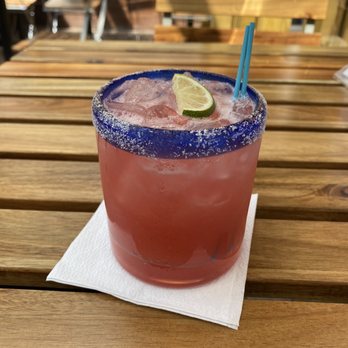 Sabor A Mexico - Strawberry margarita on the rocks with salt (also happy hour) - Mexican Near Me - New York, New York