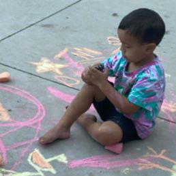 Coloring on the patio Coloring on the patio