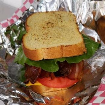 Bear Mountain Brewery - The Gold Mine. Our 1/4 pound of smoked bacon, farmers market tomato's,  fresh romaine on brioche bread blt. - Food Trucks Near Me - Oldfield, Missouri