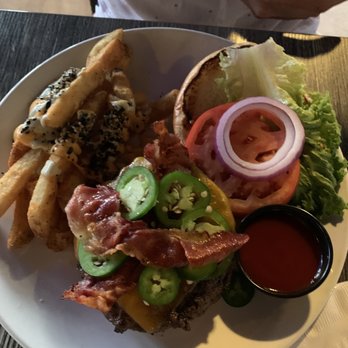 Restaurant 604 - 604 Burger with jalapeños and Furikake Fries - Breakfast & Brunch Near Me - Honolulu, Hawaii