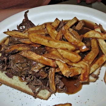 Denny's Lennies - Pittsburgh Beef -  Open-face hot roast beef sandwich topped with French fries and gravy - American Near Me - Halifax, Pennsylvania