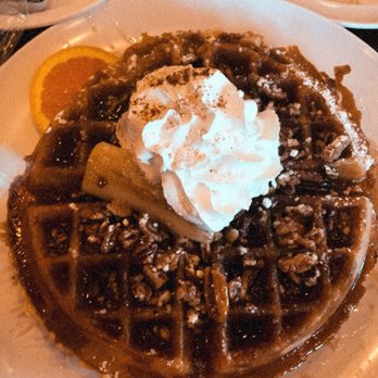 The Pancakery - Banana foster waffles (the serving is HUGE)! - Breakfast & Brunch Near Me - Destin, Florida