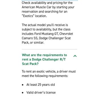 Enterprise Rent-A-Car - Describes the Dodge Challenger as an "exotic " "sports car" and "muscle" car that clearly is not in Full Size category - Car Rental Near Me - Denver, Colorado Enterprise Rent-A-Car - Describes the Dodge Challenger as an "exotic " "sports car" and "muscle" car that clearly is not in Full Size category - Car Rental Near Me - Denver, Colorado