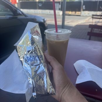 Sofi's Crepes - Breakfast sausage egg and cheese and large iced coffee. - Creperies Near Me - Annapolis, Maryland