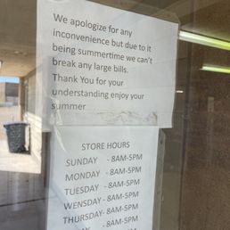 Weird Large bills sign on the door still in October? Steve's ATV / NAPA store Business hours. Weird Large bills sign on the door still in October? Steve's ATV / NAPA store Business hours.