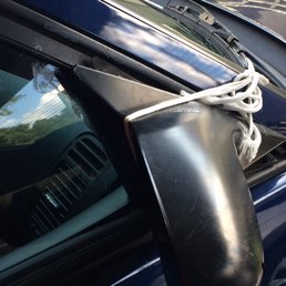 My broken mirror and the rope I used to tie it on with b/c I'm a genius!