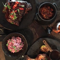 St Barts Brewery - Baby back ribs, roast chicken, burnt ends and cowboy beans. Drink some Hush Heath wines or Jakes Craft beer.