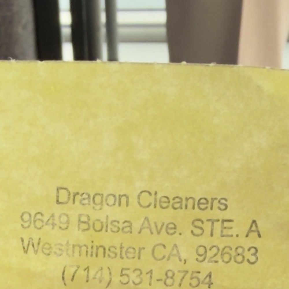 Dragon Cleaners - Location on Receipt - Dry Cleaning Near Me - Westminster, California