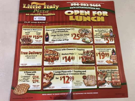 Menu photo 3 Little Italy Pizzeria Warren, MI Menu photo 3 Little Italy Pizzeria Warren, MI