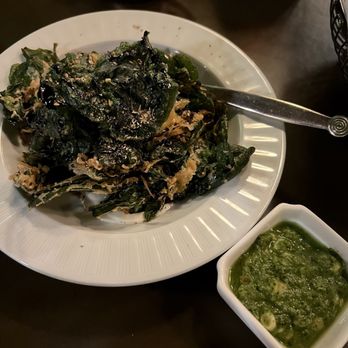 Peerce’s - palak chaat (crispy spinach) - Indian Near Me - Phoenix, Maryland