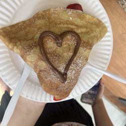 Chill: Smoothies and Crepes - Banana strawberry Nutella crepe.