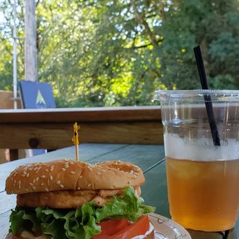 Hard Rain Cafe & Mercantile - Salmon burger and huckleberry iced tea - Cafes Near Me - Forks, Washington Hard Rain Cafe & Mercantile - Salmon burger and huckleberry iced tea - Cafes Near Me - Forks, Washington