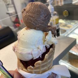 Aux Glaces de l'Anse - blueberry, cherry sorbets, dark chocolate and yogurt ice creams