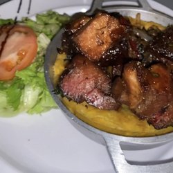 La Placita de Guavate - Mofongo with semi-sweet and soy marinated pork chunks. The table went crazy over this!