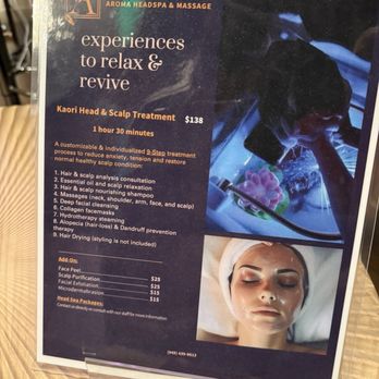 Aroma HeadSpa - menu/services (Jan 2025) - Skin Care Near Me - Costa Mesa, California