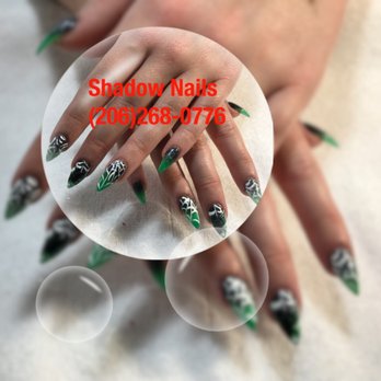 Shadow Nails - Ready for Halloween with back and blue ombré - Nail Salons Near Me - Seattle, Washington Shadow Nails - Ready for Halloween with back and blue ombré - Nail Salons Near Me - Seattle, Washington