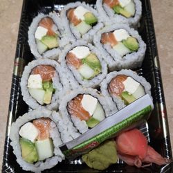 Market Basket - Philadelphia roll. Good but Philadelphia rolls aren't supposed to have avocado and it definitely makes this one not as good as it could be.