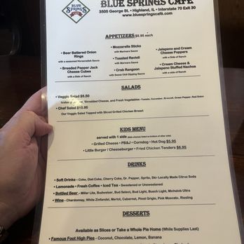 Blue Springs Cafe - Menu - American Near Me - Highland, Illinois Blue Springs Cafe - Menu - American Near Me - Highland, Illinois