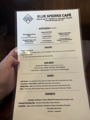 Menu photo 1 Blue Springs Cafe Highland, IL Menu photo 1 Blue Springs Cafe Highland, IL