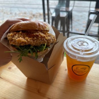 Egghead Sando Cafe - The Chic Sandwich and their new drink Summer Breeze!! Both were great! Chicken filet was tender and well seasoned. - Breakfast & Brunch Near Me - San Jose, California