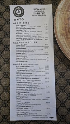 Menu photo 4 Anto Pizza & Pasta Chicago Chicago, IL Menu photo 4 Anto Pizza & Pasta Chicago Chicago, IL