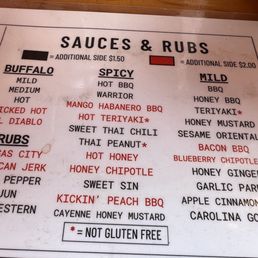Sauces and rubs options