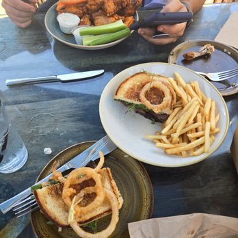 Nelson's - Skirt steak sandwich with fries and wings - Seafood Near Me - Rancho Palos Verdes, California