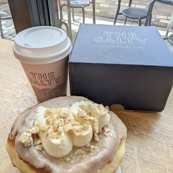 The Salty Donut - Peach Cobbler Donut and Cappuccino - Donuts Near Me - Nashville, Tennessee The Salty Donut - Peach Cobbler Donut and Cappuccino - Donuts Near Me - Nashville, Tennessee