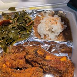 Vella Dees More Than Just Soul Food - Fried ribs, dirty rice and collard greens