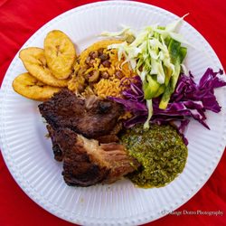 Guandule Rice with a Puertorican Roast Pork and a garden salad.