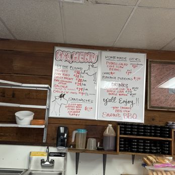 Snow's BBQ - Menu board inside - Barbeque Near Me - Lexington, Texas