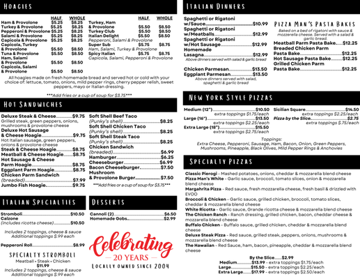 Menu photo 2 Pizza Man's Pizza Johnstown, PA