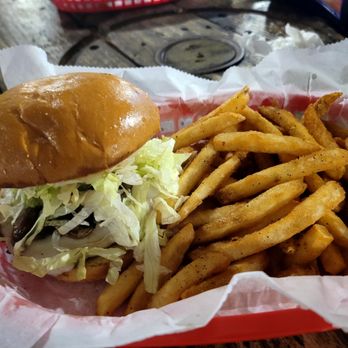 Beth's Burger Bar - Swiss mushroom burger with classic fries. - Burgers Near Me - Lake Mary, Florida