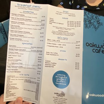 Oakwood Cafe - Menu back - Southern Near Me - Dalton, Georgia