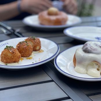Bar Mezzana - Arancini, cinnamon roll, and glazed donut - Italian Near Me - Boston, Massachusetts Bar Mezzana - Arancini, cinnamon roll, and glazed donut - Italian Near Me - Boston, Massachusetts