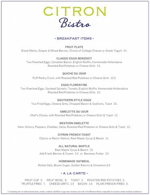 Menu photo 8 Citron Bistro Vero Beach, FL