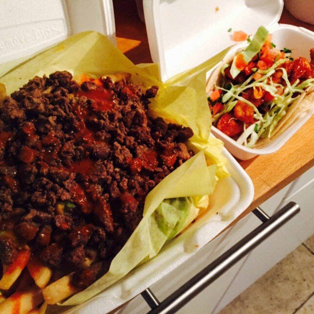 El Forastero - Carne asada fries (I added tapatio on top) and a fish taco! - Mexican Near Me - Sacramento, California El Forastero - Carne asada fries (I added tapatio on top) and a fish taco! - Mexican Near Me - Sacramento, California