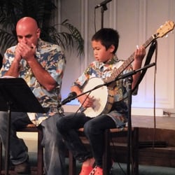 Foothills Music Academy - One of our teachers accompanying his banjo student at our semi-annual recital.