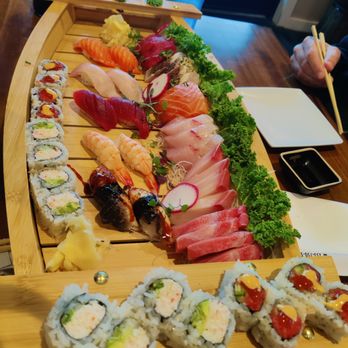 Shio Sushi - Sushi boat filled with thick slices of sashimi, nigiri, and sushi rolls - Japanese Near Me - Sumner, Washington Shio Sushi - Sushi boat filled with thick slices of sashimi, nigiri, and sushi rolls - Japanese Near Me - Sumner, Washington