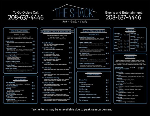 Menu photo 5 The Shack Lava Hot Springs, ID Menu photo 5 The Shack Lava Hot Springs, ID