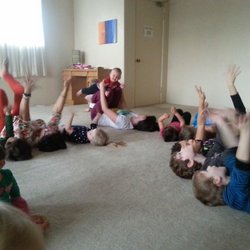 Toddler yoga for some of the graduates of Mommy and baby yoga