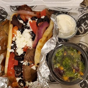 East Bay Deli - Gyro with broccoli salad side - Delis Near Me - Charleston, South Carolina East Bay Deli - Gyro with broccoli salad side - Delis Near Me - Charleston, South Carolina