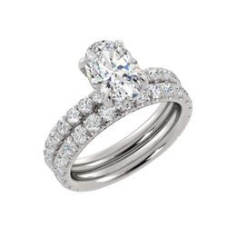 Scintillating Diamond - This is a CAD render of of our Classic ring with an oval diamond center stone and matching band.