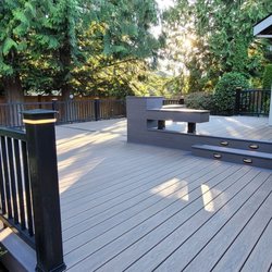 RTI Services - 793 square feet of Wolf brand PVC decking with Timbertech "Radiance Rail" plus post cap lights and stair riser lights.