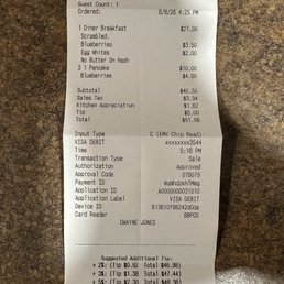 Clark Street Diner - Second receipt. Check the "Kitchen Appreciation" charges varies per total bill amount. - menu - Diners Near Me - Los Angeles, California