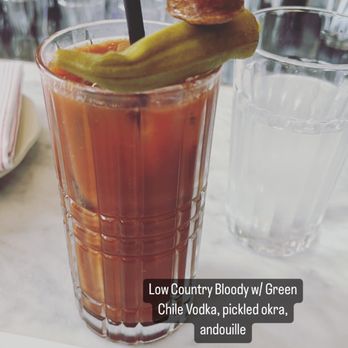 Rhett - Low Country Bloody Mary. Made with green Chile vodka. Yum! Savannah mix. - Breakfast & Brunch Near Me - Savannah, Georgia