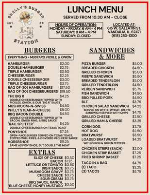 Menu photo 4 Shelly’s Burger Station Vandalia, IL Menu photo 4 Shelly’s Burger Station Vandalia, IL