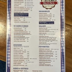 MA & Pa's Restaurant - Menu of Ma and Pa's