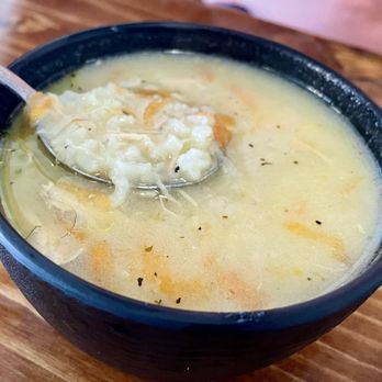 Athens Café - $4 cup of lemony chicken & rice soup - very good, with lots of meat - Mediterranean Near Me - Austin, Texas