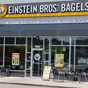 Einstein Bros. Bagels - Front of store with outdoor seating - Bagels Near Me - Rochester Hills, Michigan Einstein Bros. Bagels - Front of store with outdoor seating - Bagels Near Me - Rochester Hills, Michigan